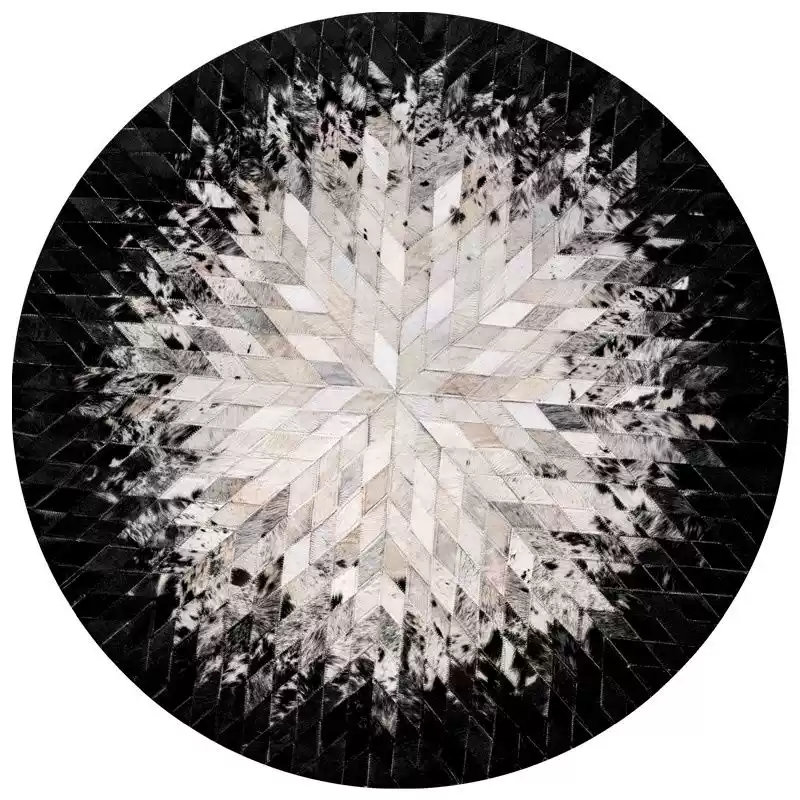 Round Natural Patchwork Cowhide Rug