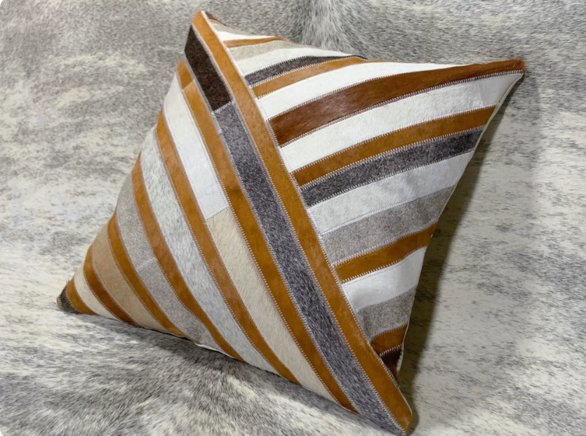 Genuine Cowhide Patchwork Throw Pillow, Special Price, Minimalist Modern Sofa Cushion, European Vintage Mid-Century, Ins Style