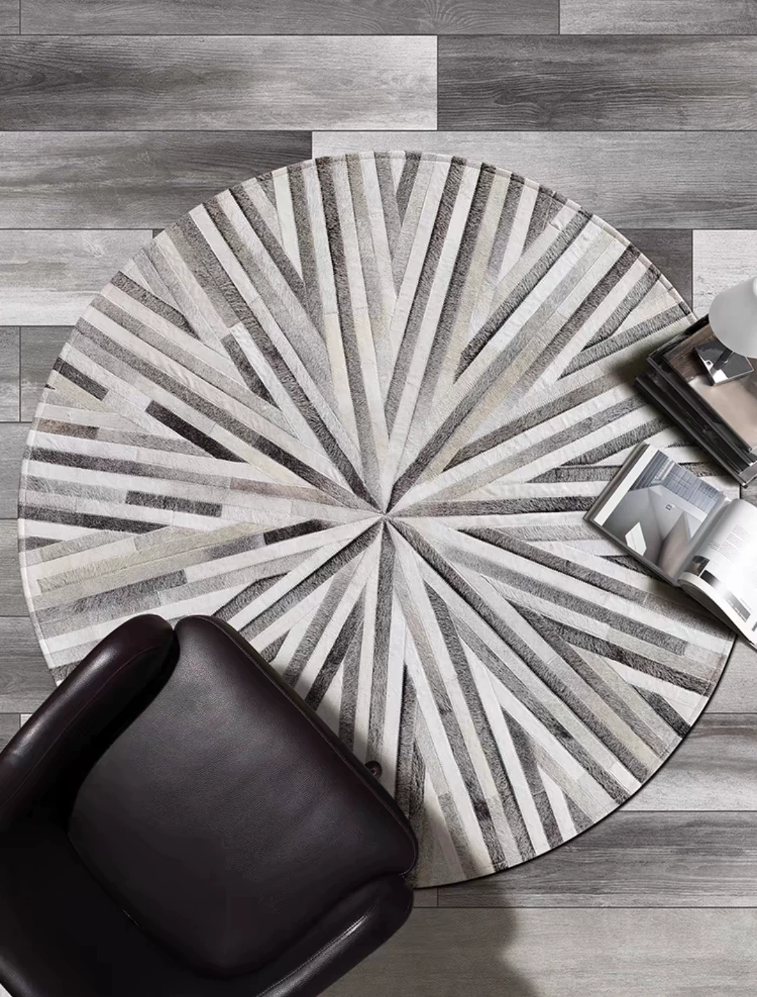 Sunburst Round Cowhide Rug - Image 2
