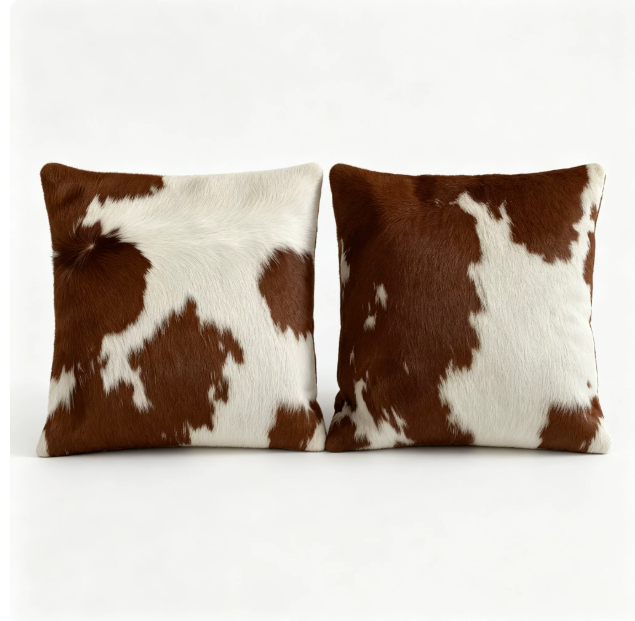 Custom Handmade Genuine Hair-On Cowhide Throw Pillow & Lumbar Cushion, High-End Light Luxury Real Leather Sofa Pillow, Minimalist Custom Pattern - Image 11