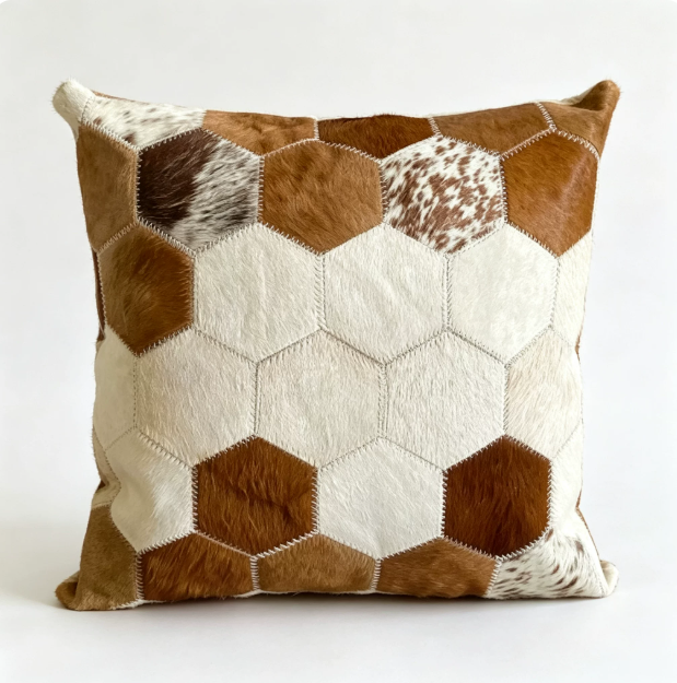 Custom Handmade Genuine Hair-On Cowhide Throw Pillow & Lumbar Cushion, High-End Light Luxury Real Leather Sofa Pillow, Minimalist Custom Pattern - Image 12