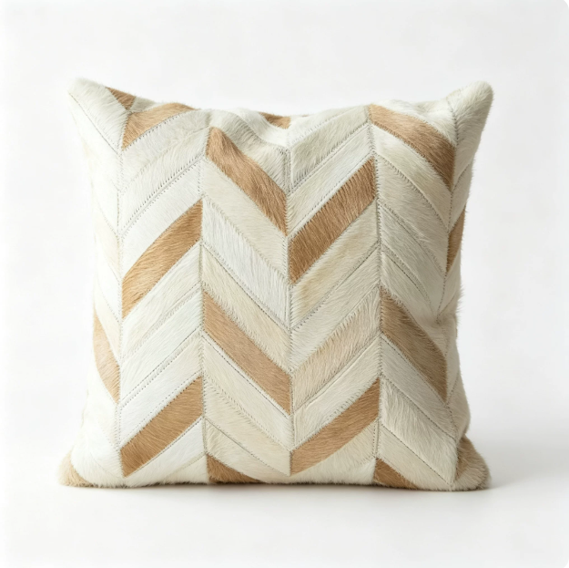 Custom Handmade Genuine Hair-On Cowhide Throw Pillow & Lumbar Cushion, High-End Light Luxury Real Leather Sofa Pillow, Minimalist Custom Pattern - Image 14
