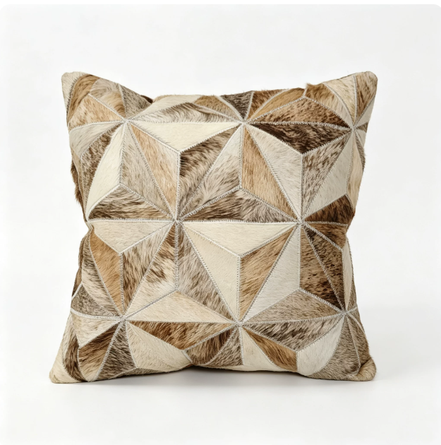 Custom Handmade Genuine Hair-On Cowhide Throw Pillow & Lumbar Cushion, High-End Light Luxury Real Leather Sofa Pillow, Minimalist Custom Pattern - Image 16
