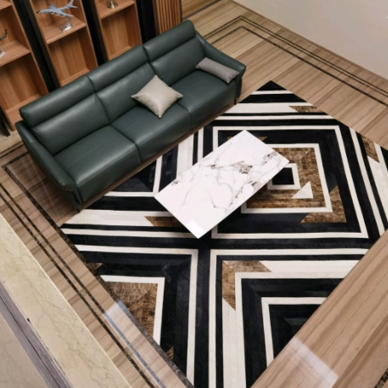 Square Patchwork Cowhide Rug for Office & Study