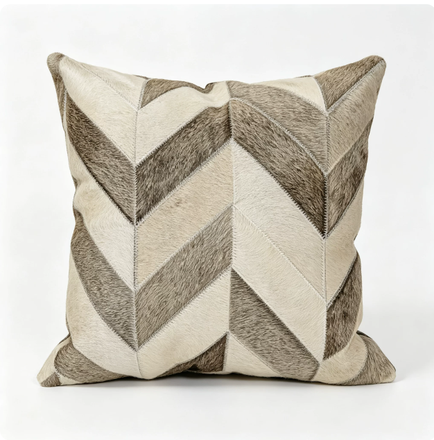 Custom Handmade Genuine Hair-On Cowhide Throw Pillow & Lumbar Cushion, High-End Light Luxury Real Leather Sofa Pillow, Minimalist Custom Pattern - Image 17