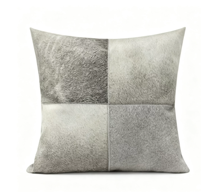Custom Handmade Genuine Hair-On Cowhide Throw Pillow & Lumbar Cushion, High-End Light Luxury Real Leather Sofa Pillow, Minimalist Custom Pattern - Image 2