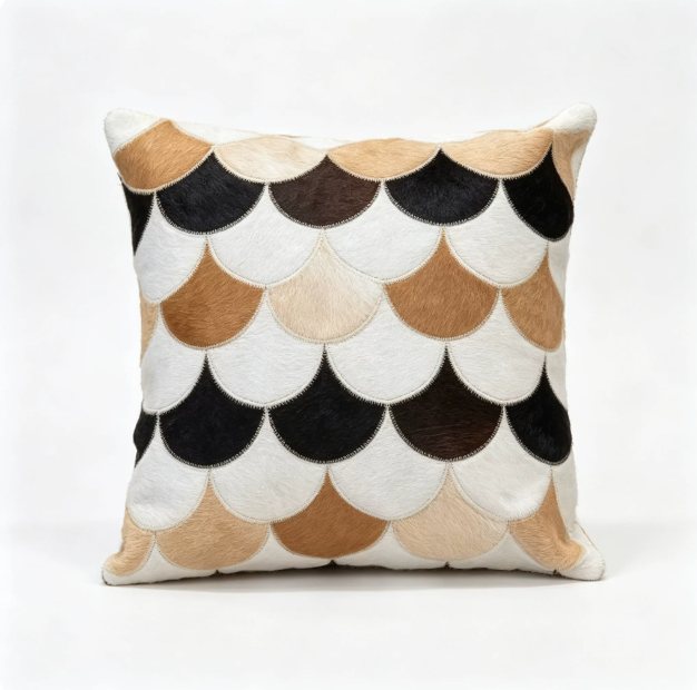 Custom Handmade Genuine Hair-On Cowhide Throw Pillow & Lumbar Cushion, High-End Light Luxury Real Leather Sofa Pillow, Minimalist Custom Pattern - Image 3