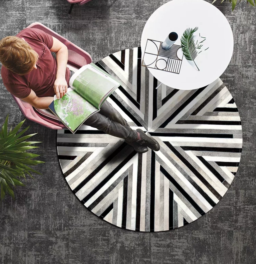 Sunburst Round Cowhide Rug - Image 6