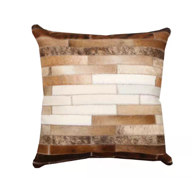 Clearance Sale Genuine Hair-on Cowhide Patchwork Throw Pillow, 3D Geometric Square Leather Cushion, European Style Decor Sofa Pillow - Image 7