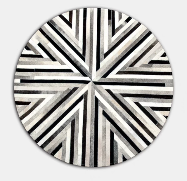 Sunburst Round Cowhide Rug - Image 8