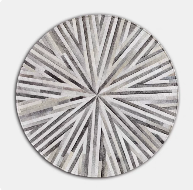 Sunburst Round Cowhide Rug - Image 9