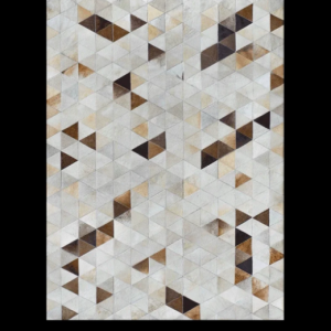 Handmade Triangular Patchwork Cowhide & Horsehide Rug, Grey Geometric Triangle Leather Carpet, Luxury Floor Mat for Living Room Coffee Table Bedroom