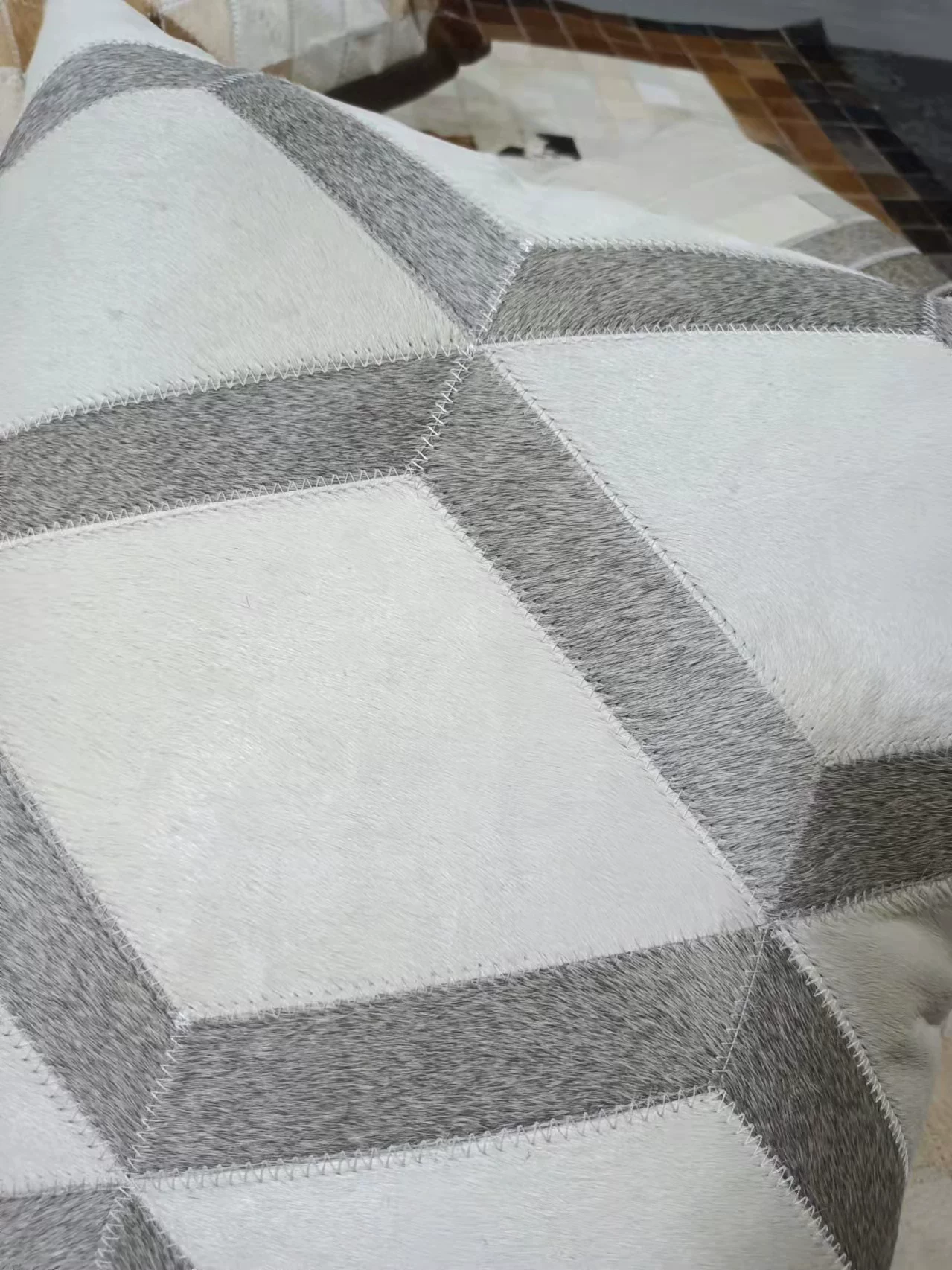 Genuine Cowhide Patchwork Throw Pillow, Special Price, Minimalist Modern Sofa Cushion, European Vintage Mid-Century, Ins Style - Image 6