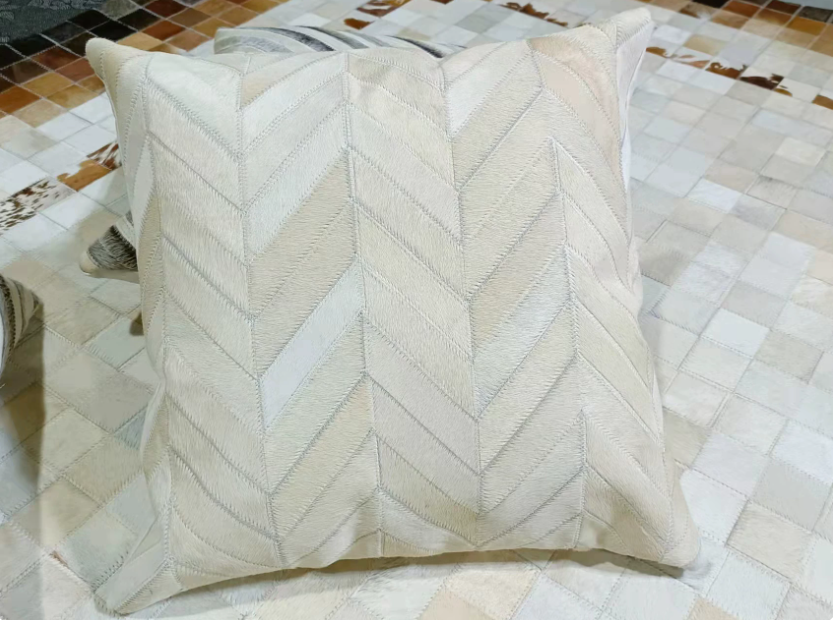 Genuine Cowhide Patchwork Throw Pillow, Special Price, Minimalist Modern Sofa Cushion, European Vintage Mid-Century, Ins Style - Image 16