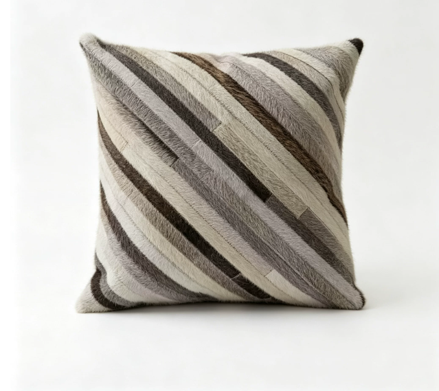 Custom Handmade Genuine Hair-On Cowhide Throw Pillow & Lumbar Cushion, High-End Light Luxury Real Leather Sofa Pillow, Minimalist Custom Pattern - Image 42