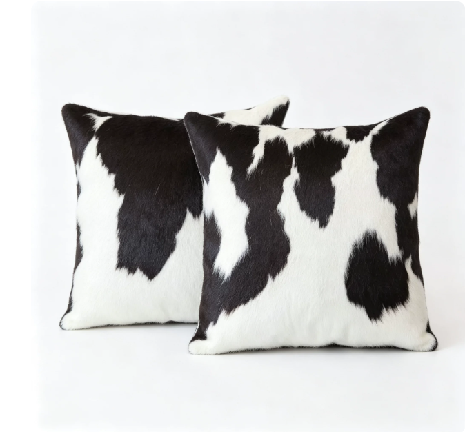 Custom Handmade Genuine Hair-On Cowhide Throw Pillow & Lumbar Cushion, High-End Light Luxury Real Leather Sofa Pillow, Minimalist Custom Pattern - Image 35