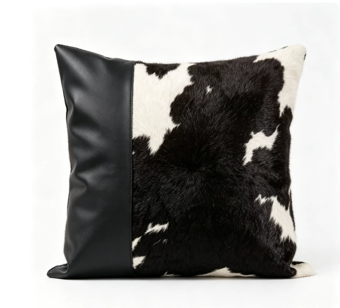Custom Handmade Genuine Hair-On Cowhide Throw Pillow & Lumbar Cushion, High-End Light Luxury Real Leather Sofa Pillow, Minimalist Custom Pattern - Image 37