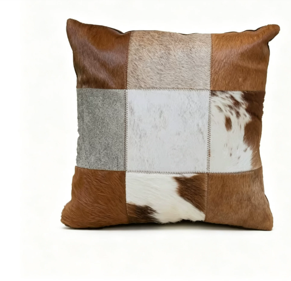 Custom Handmade Genuine Hair-On Cowhide Throw Pillow & Lumbar Cushion, High-End Light Luxury Real Leather Sofa Pillow, Minimalist Custom Pattern - Image 33