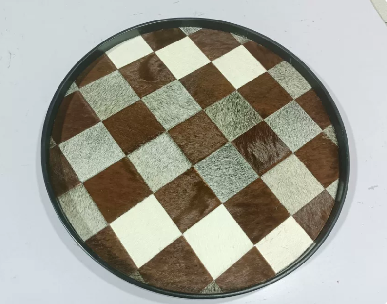 Horsehair Solid Wood Tray, Entryway Storage for Cosmetics & Aromatherapy, Black White Grey Checkerboard Rectangular Decor, Luxury Ornament (复制) (复制) - Image 2