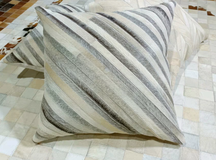 Genuine Cowhide Patchwork Throw Pillow, Special Price, Minimalist Modern Sofa Cushion, European Vintage Mid-Century, Ins Style - Image 13