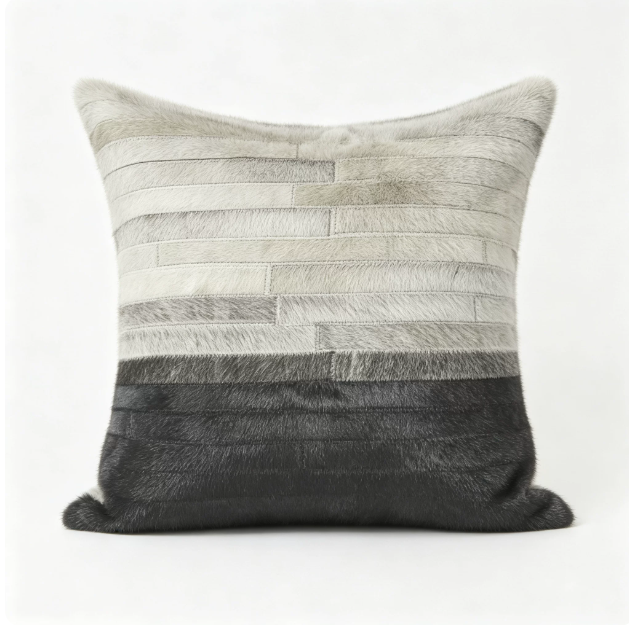Custom Handmade Genuine Hair-On Cowhide Throw Pillow & Lumbar Cushion, High-End Light Luxury Real Leather Sofa Pillow, Minimalist Custom Pattern - Image 29